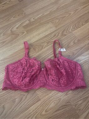 Victoria's Secret Pink Lace Unlined Balconette Bra Size 38D